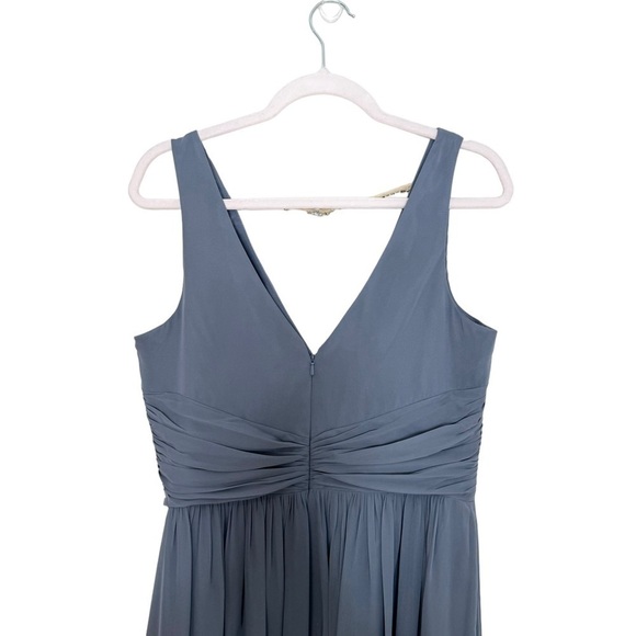 NWT Jenny Packham Gray Chiffon Bridesmaid Dress Gown With Necklace Size 12 - Picture 3 of 9